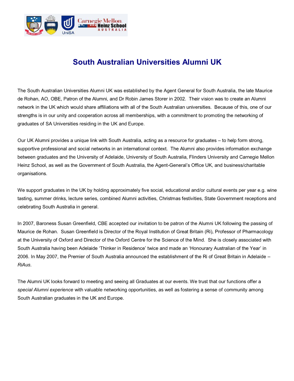 South Australian Universities Alumni UK
