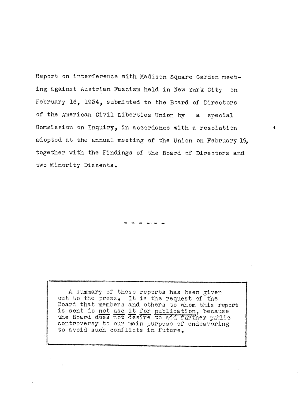 Report on Interference with Madison Square
