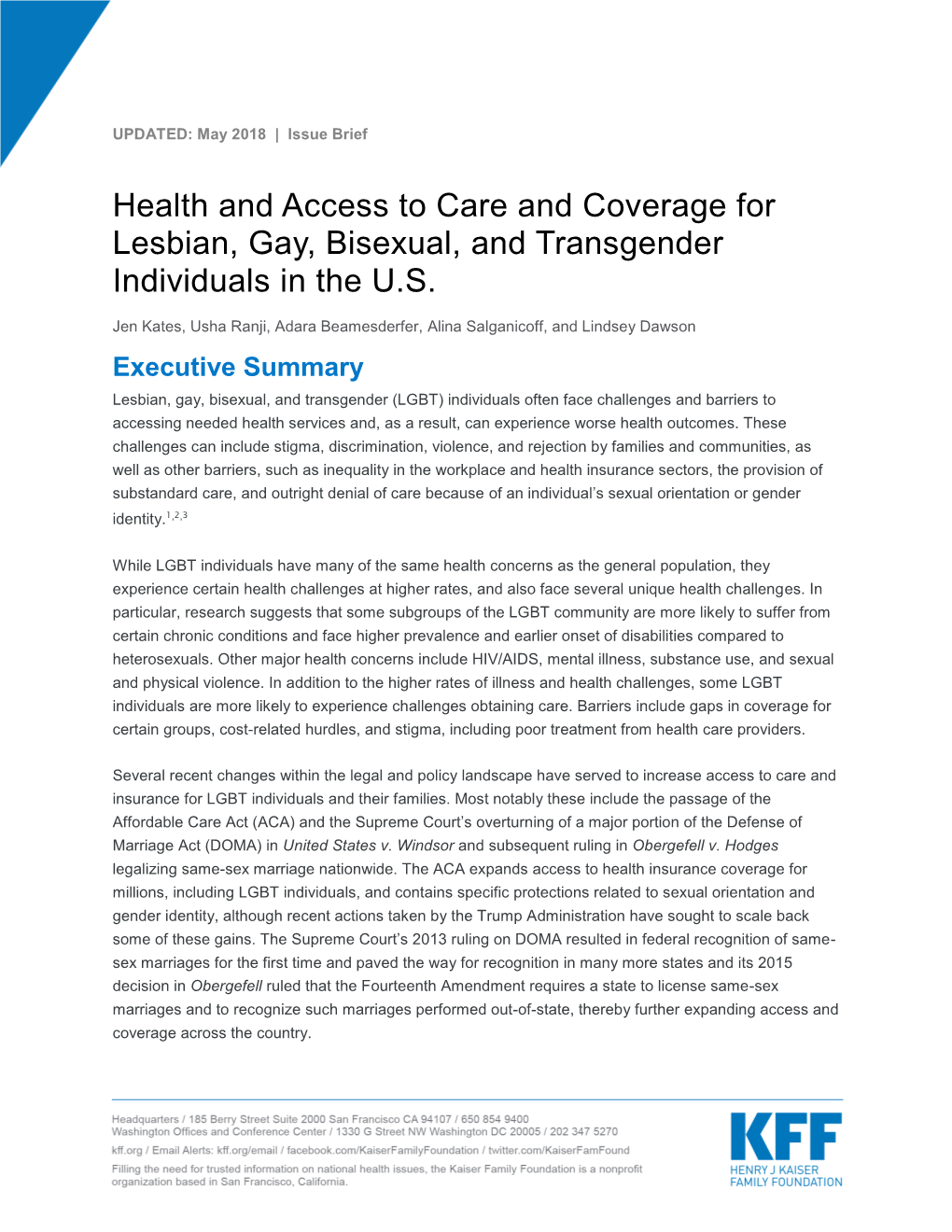 LGBT Health and Access to Care and Coverage