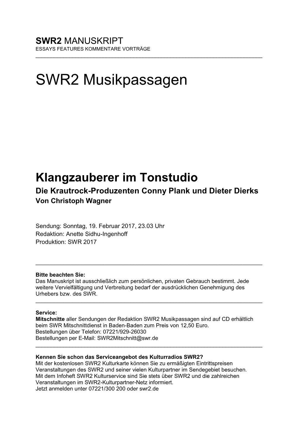 SWR2 Musikpassagen