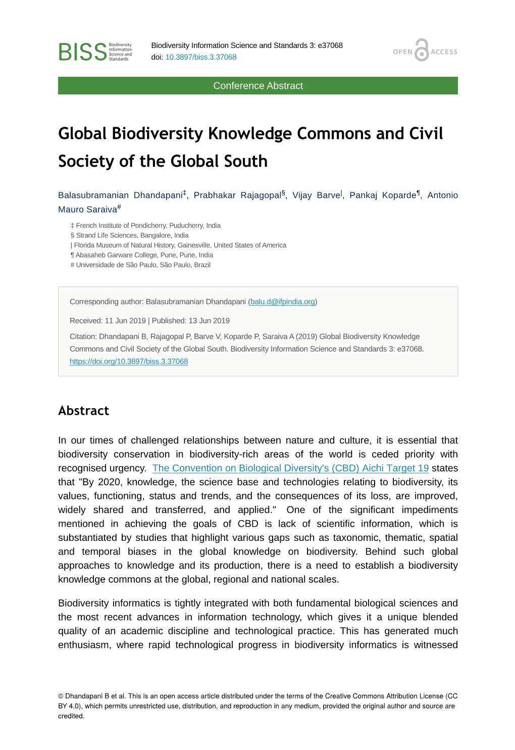 Global Biodiversity Knowledge Commons and Civil Society of the Global South