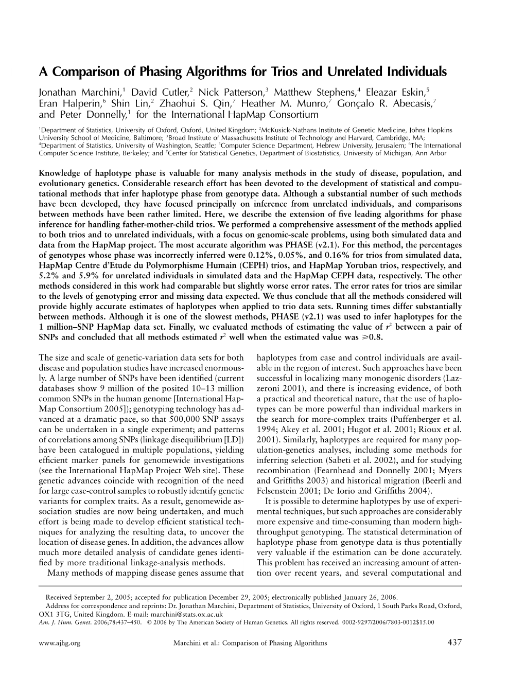 A Comparison of Phasing Algorithms for Trios and Unrelated Individuals