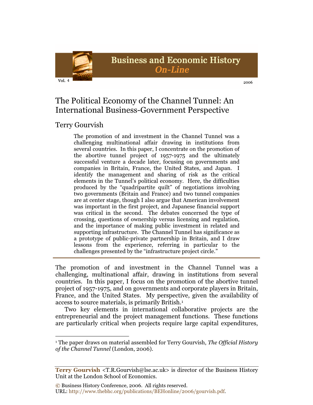 Promoting and Investing in the Channel Tunnel: a Case Study In