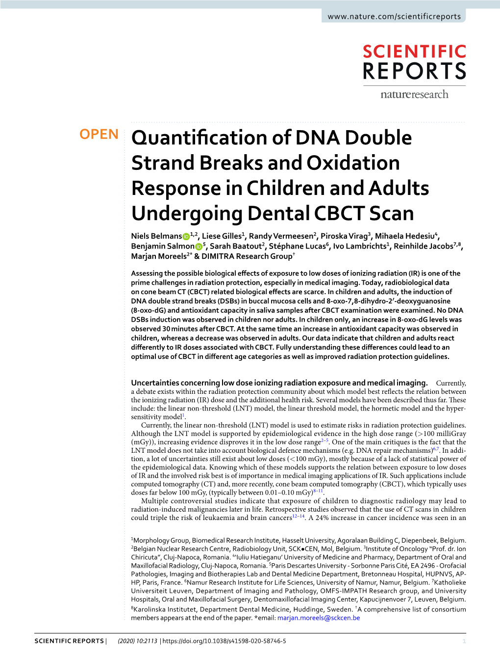 Quantification of DNA Double Strand Breaks and Oxidation Response In