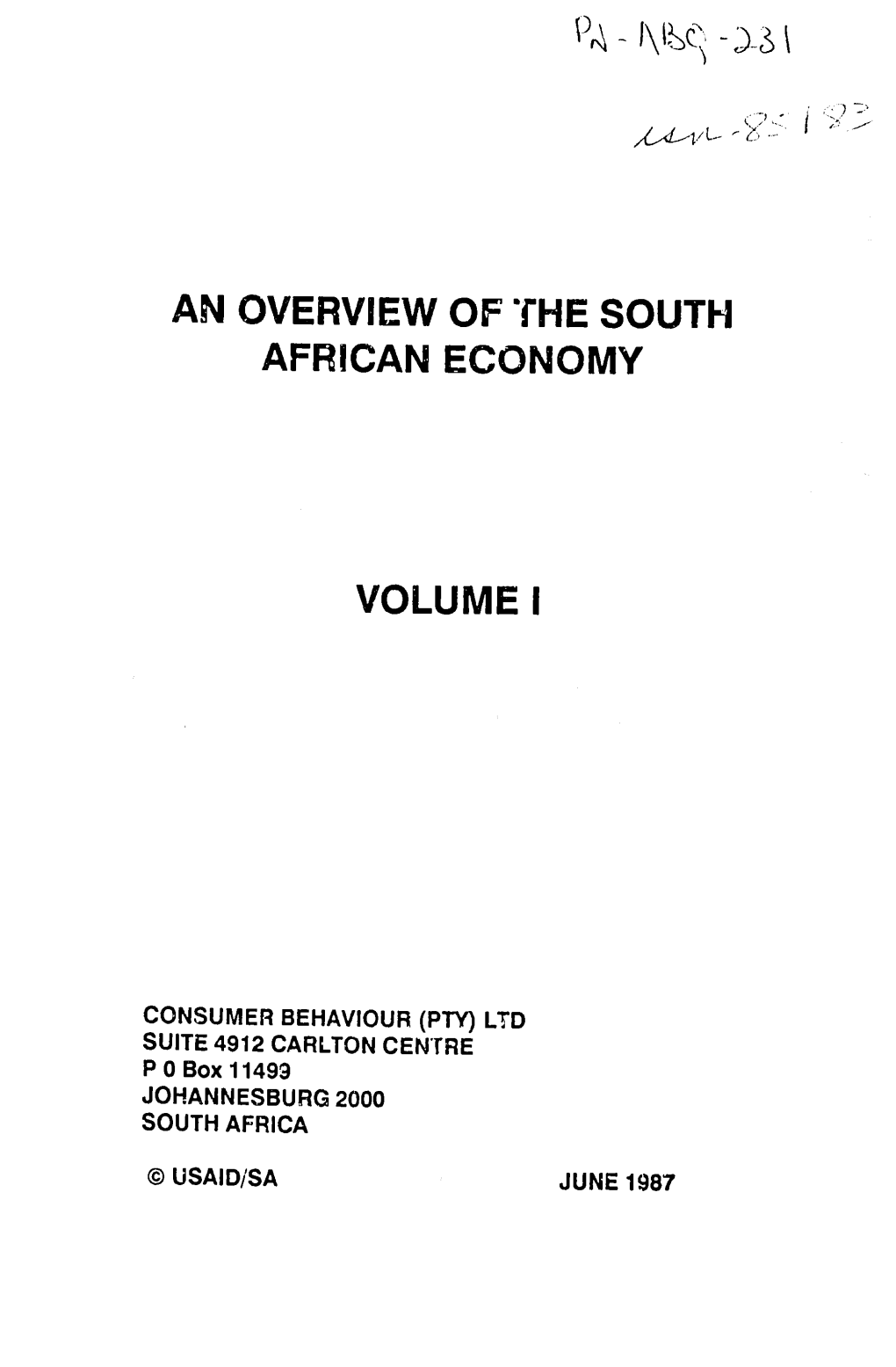 An Overview of the South African Economy Volume I