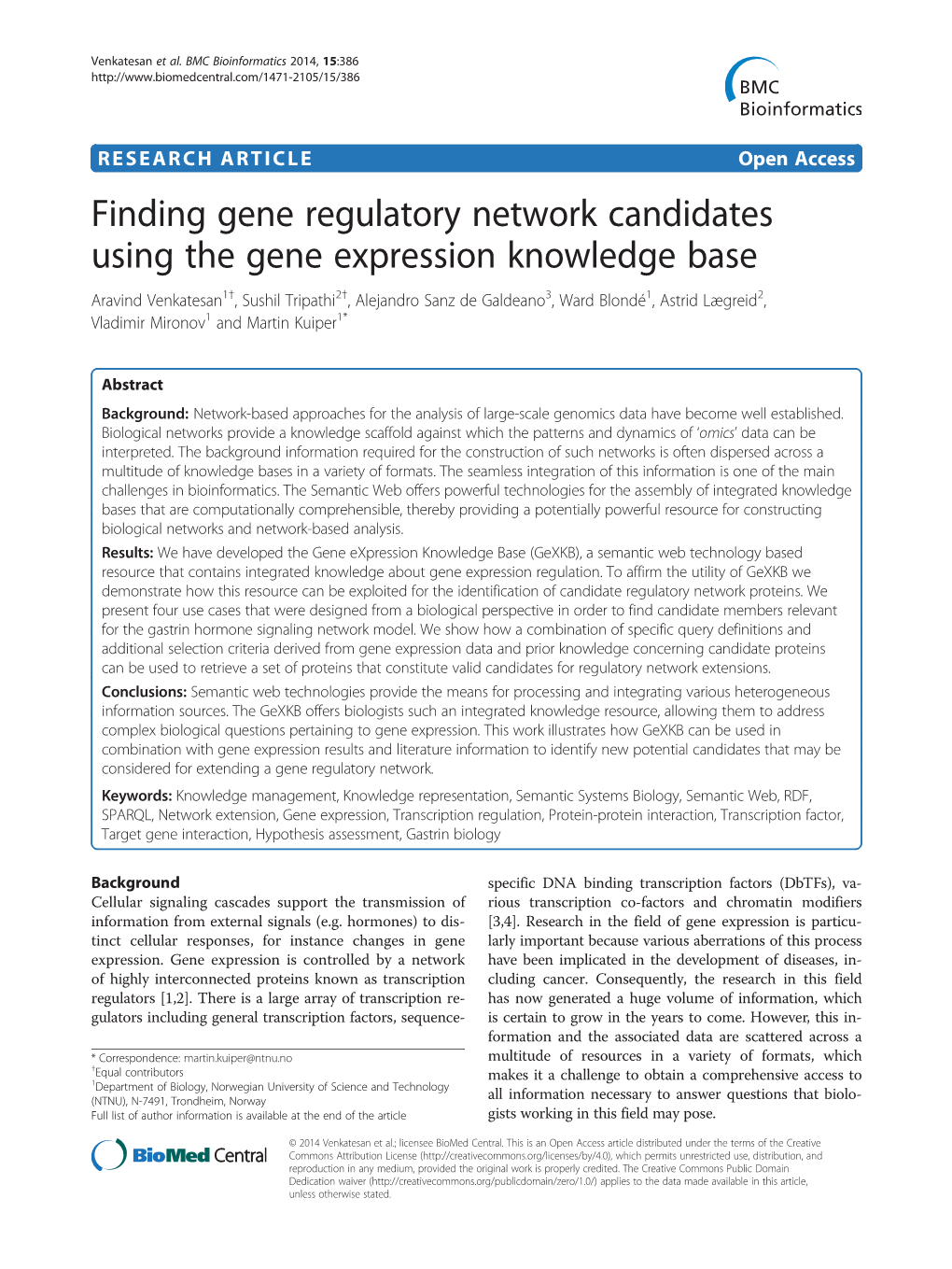 Finding Gene Regulatory Network Candidates Using the Gene