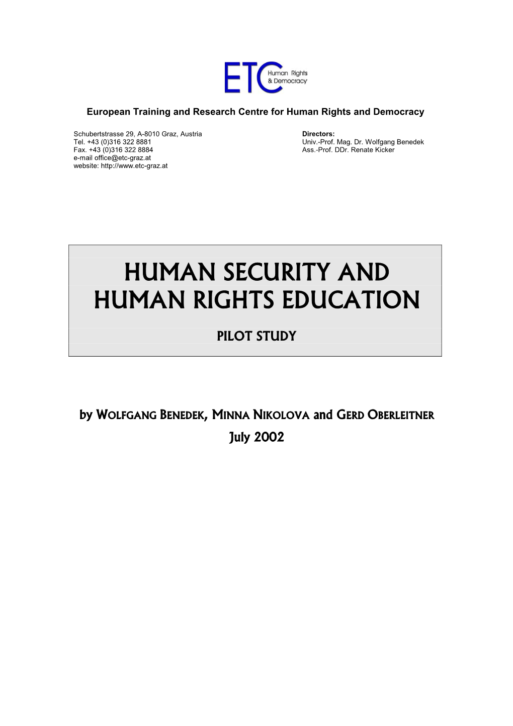 Human Security and Human Rights Education