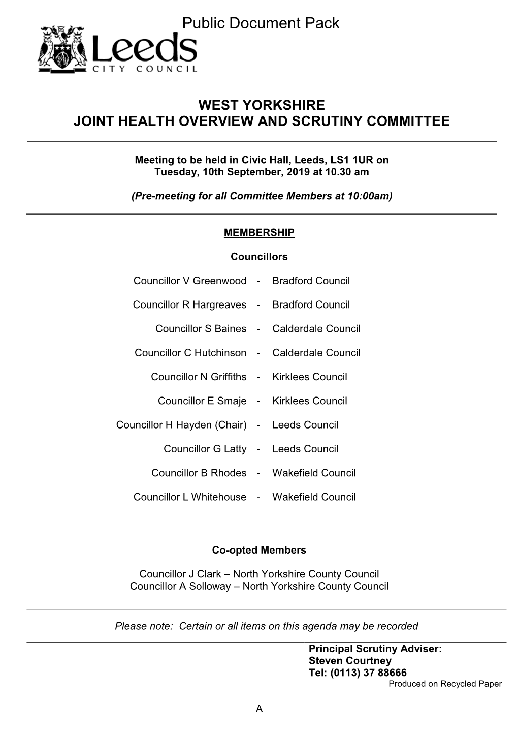 West Yorkshire Joint Health Overview and Scrutiny Committee