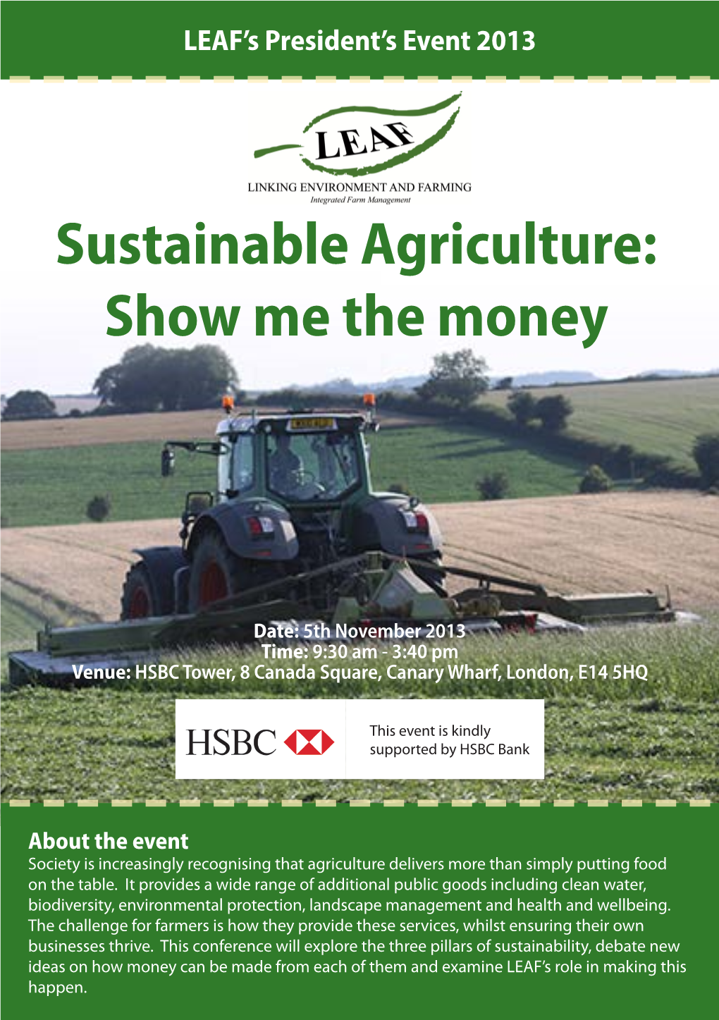 Sustainable Agriculture: Show Me the Money