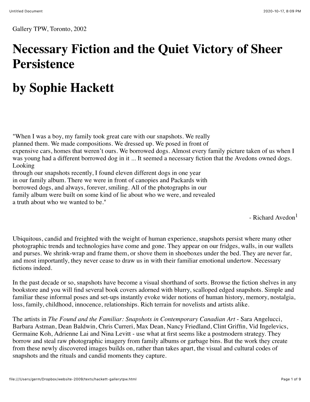 Necessary Fiction and the Quiet Victory of Sheer Persistence by Sophie Hackett