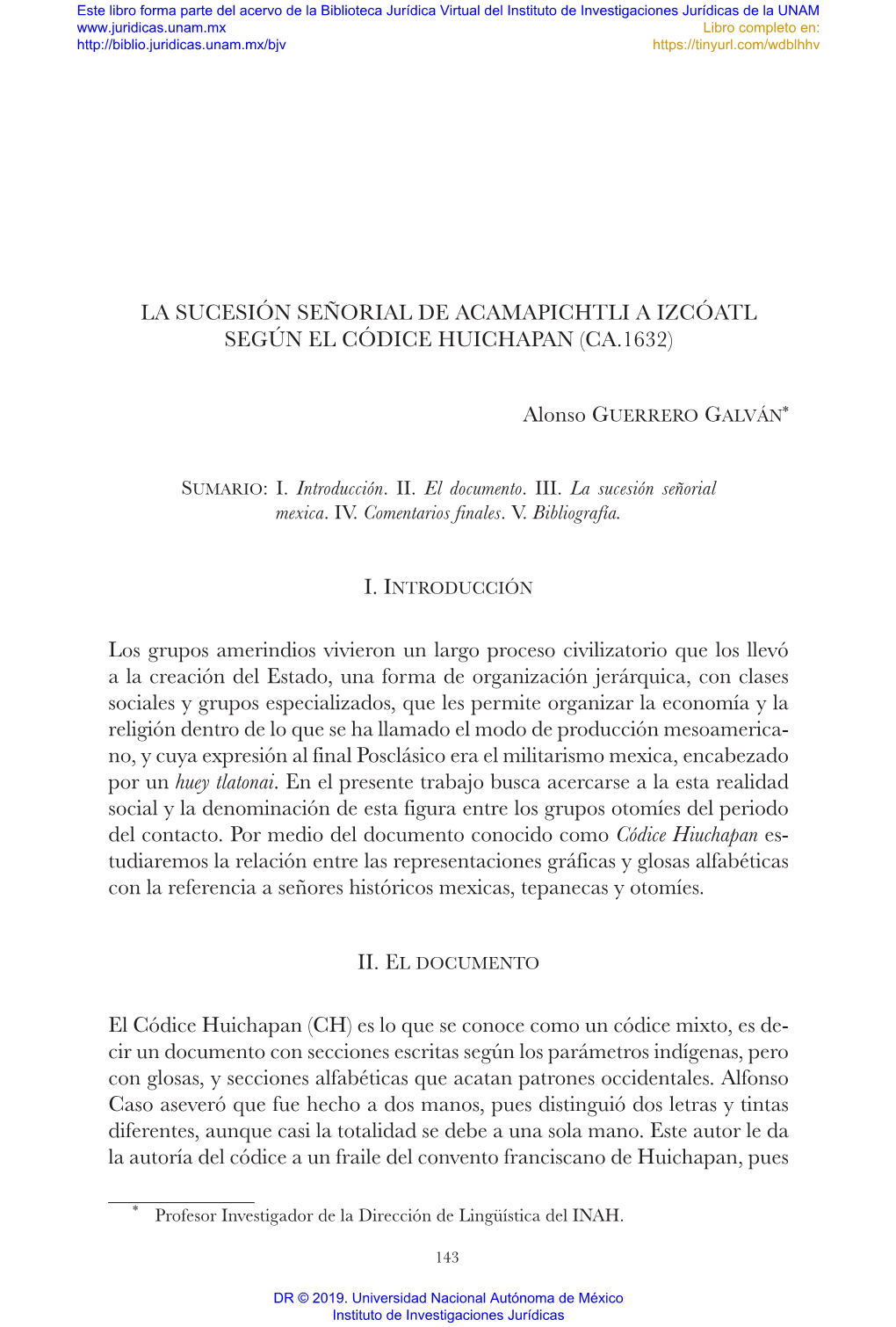 La Sucesión Señorial De Acamapichtli a Izcóatl Según El Códice Huichapan (Ca.1632)