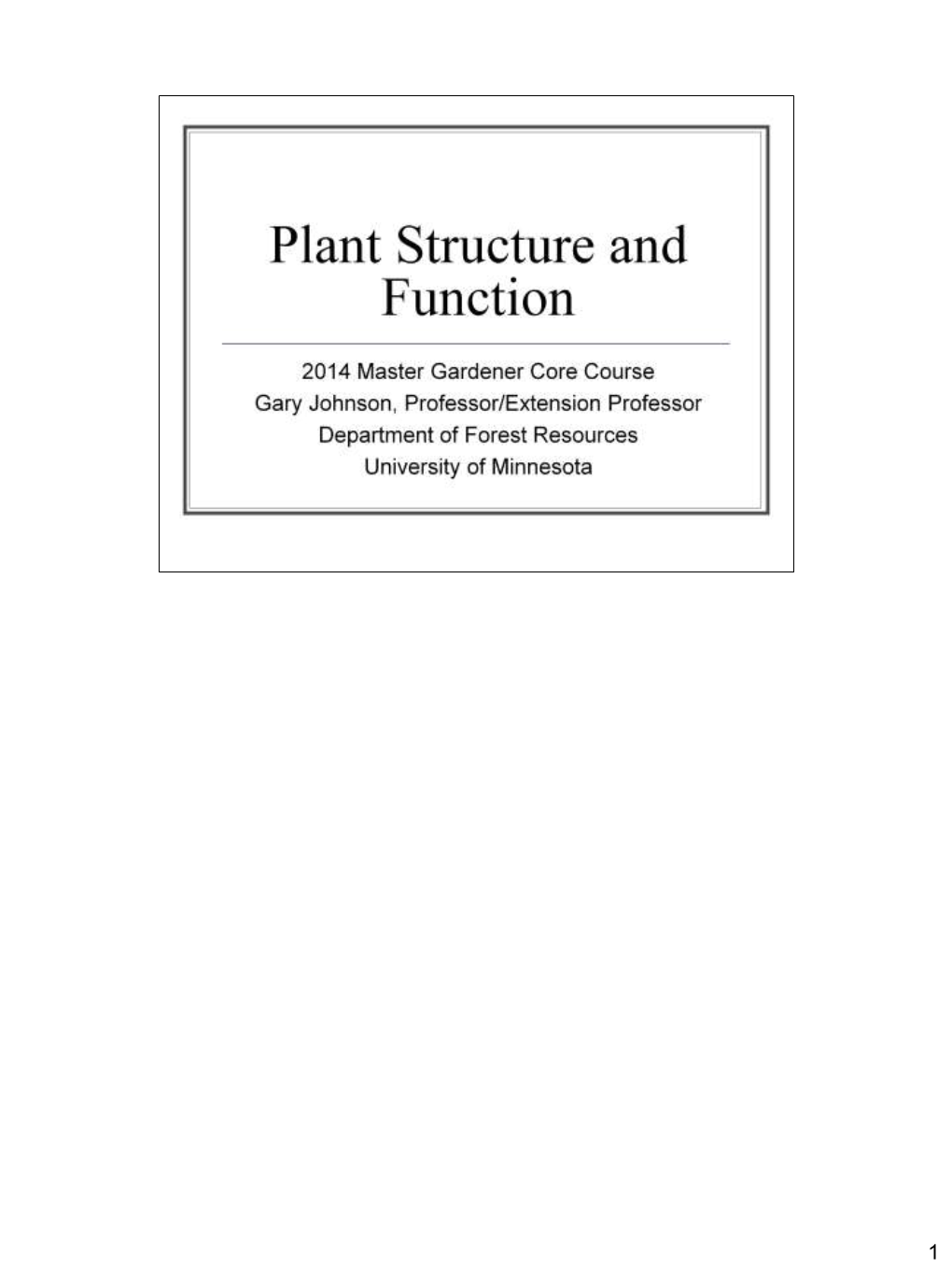 Plant Structure and Function