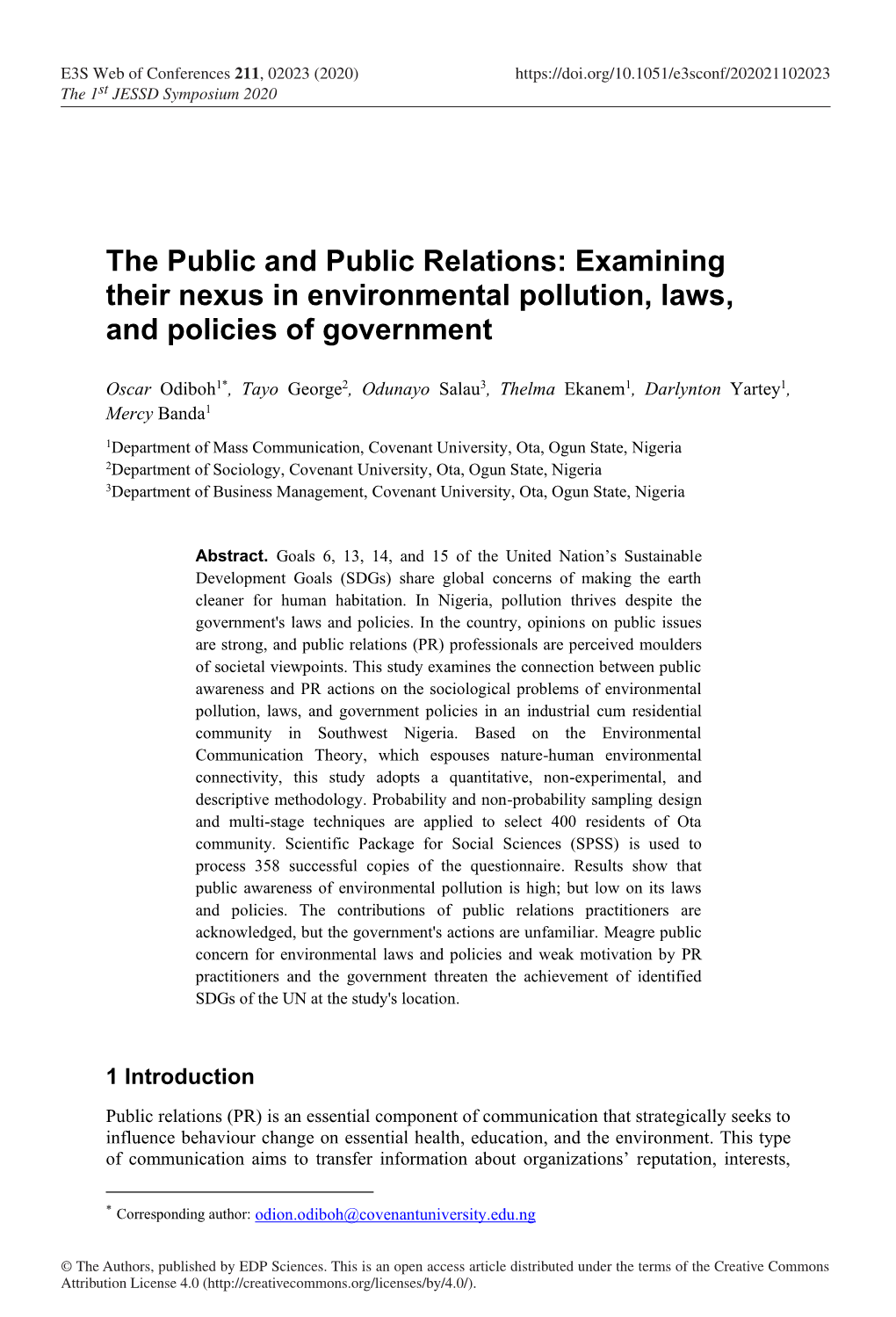 Examining Their Nexus in Environmental Pollution, Laws, and Policies of Government