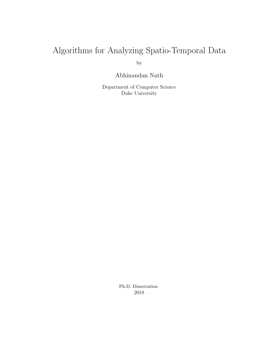 Algorithms for Analyzing Spatio-Temporal Data