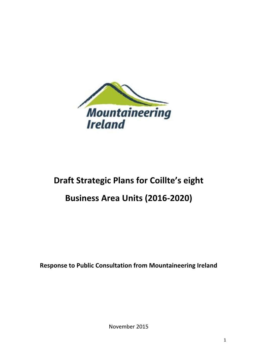 Draft Strategic Plans for Coillte's Eight Business Area Units (2016-2020)