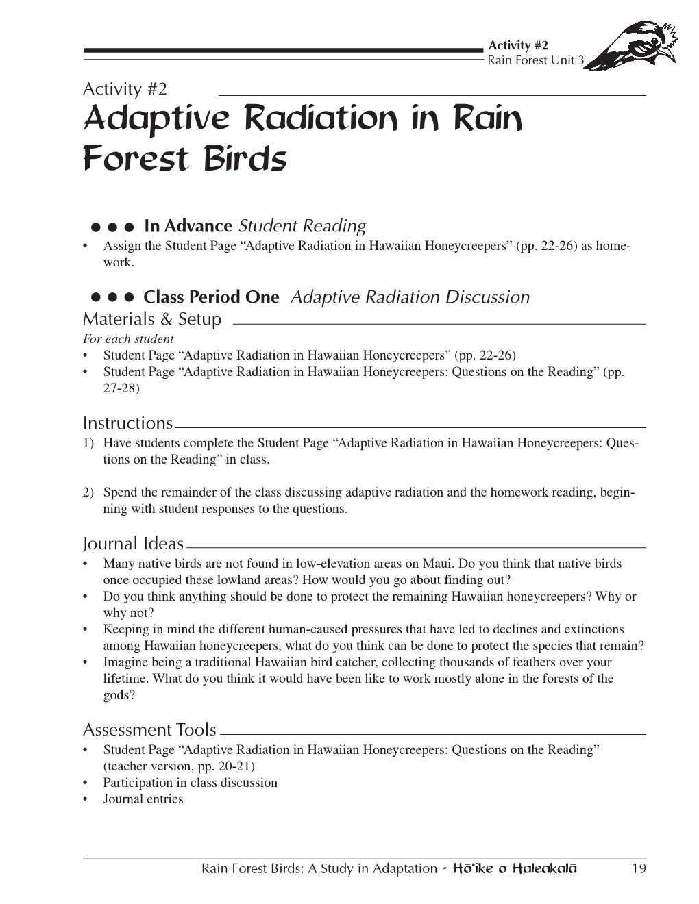 Adaptive Radiation in Rain Forest Birds