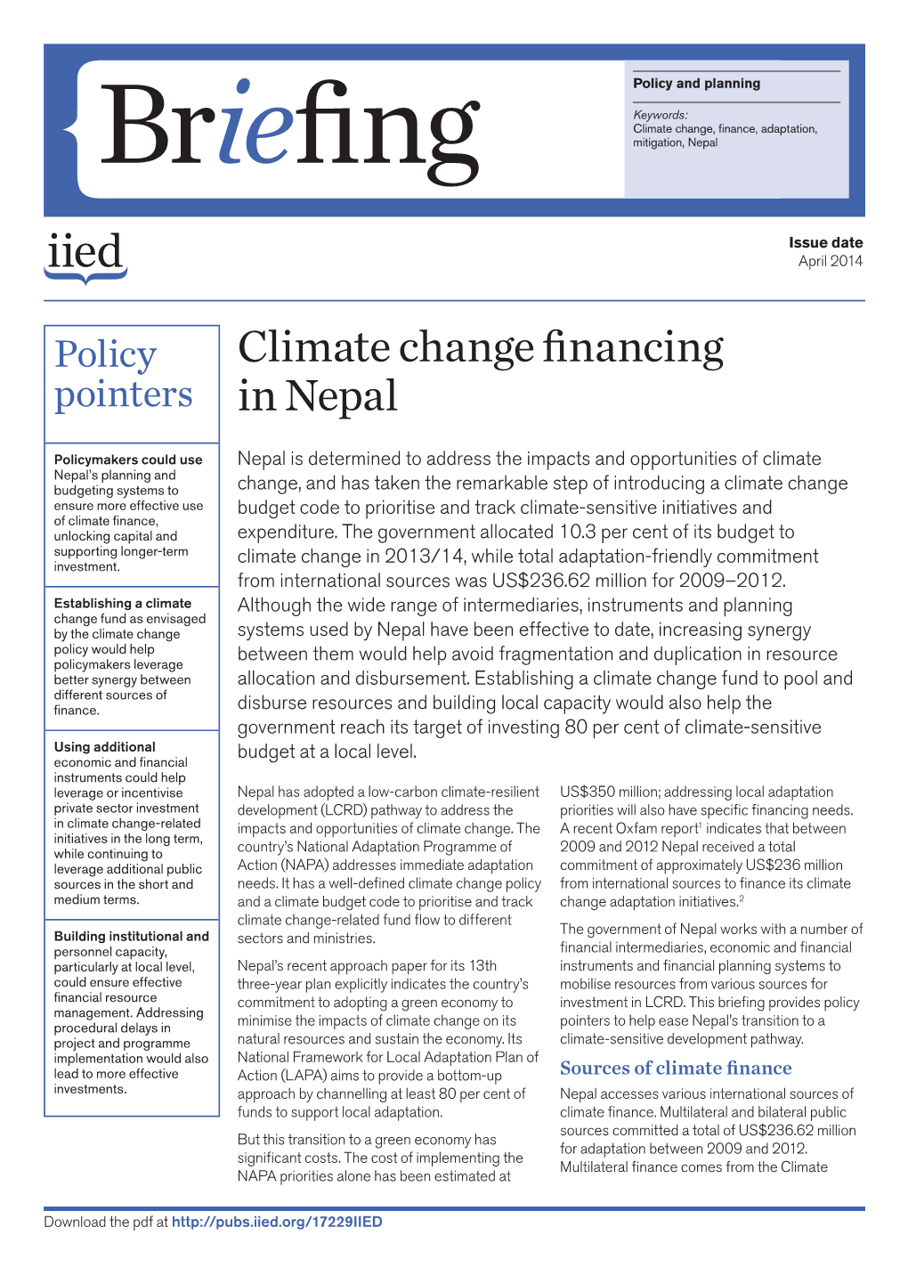 Climate Change Financing in Nepal