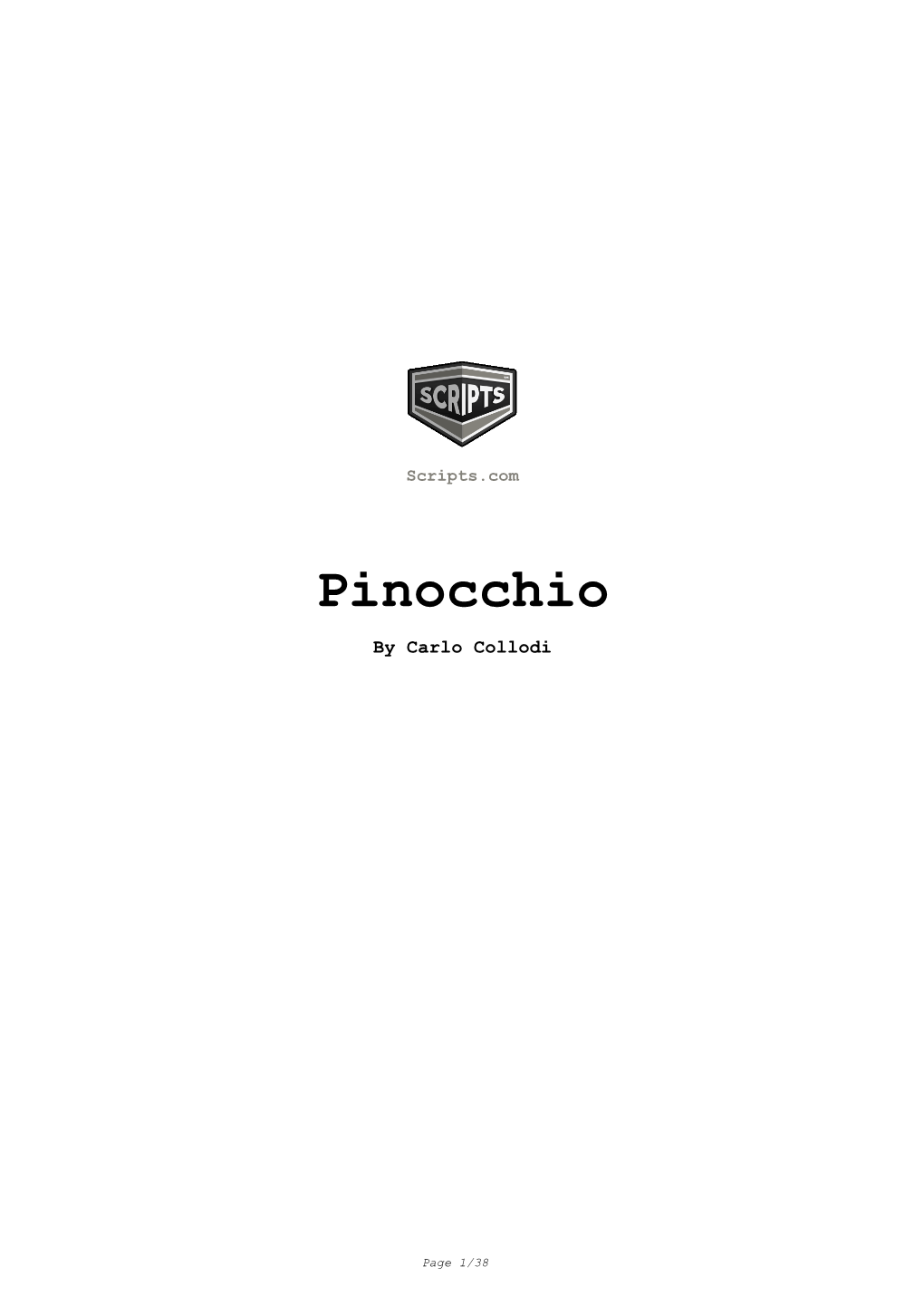 Pinocchio Movie Script in PDF Format