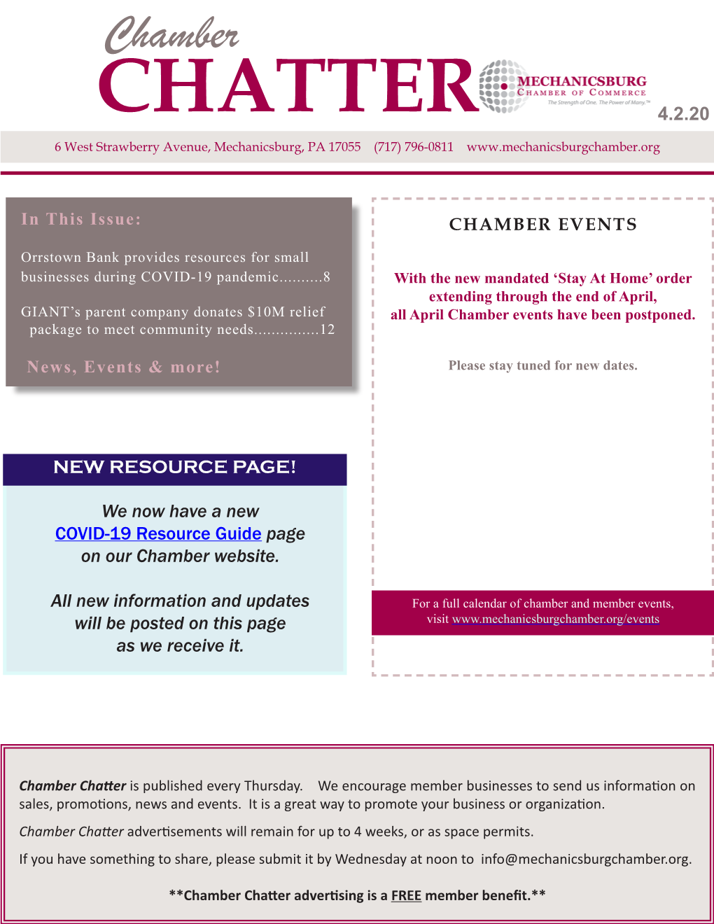 Chamber Chatter Is Published Every Thursday