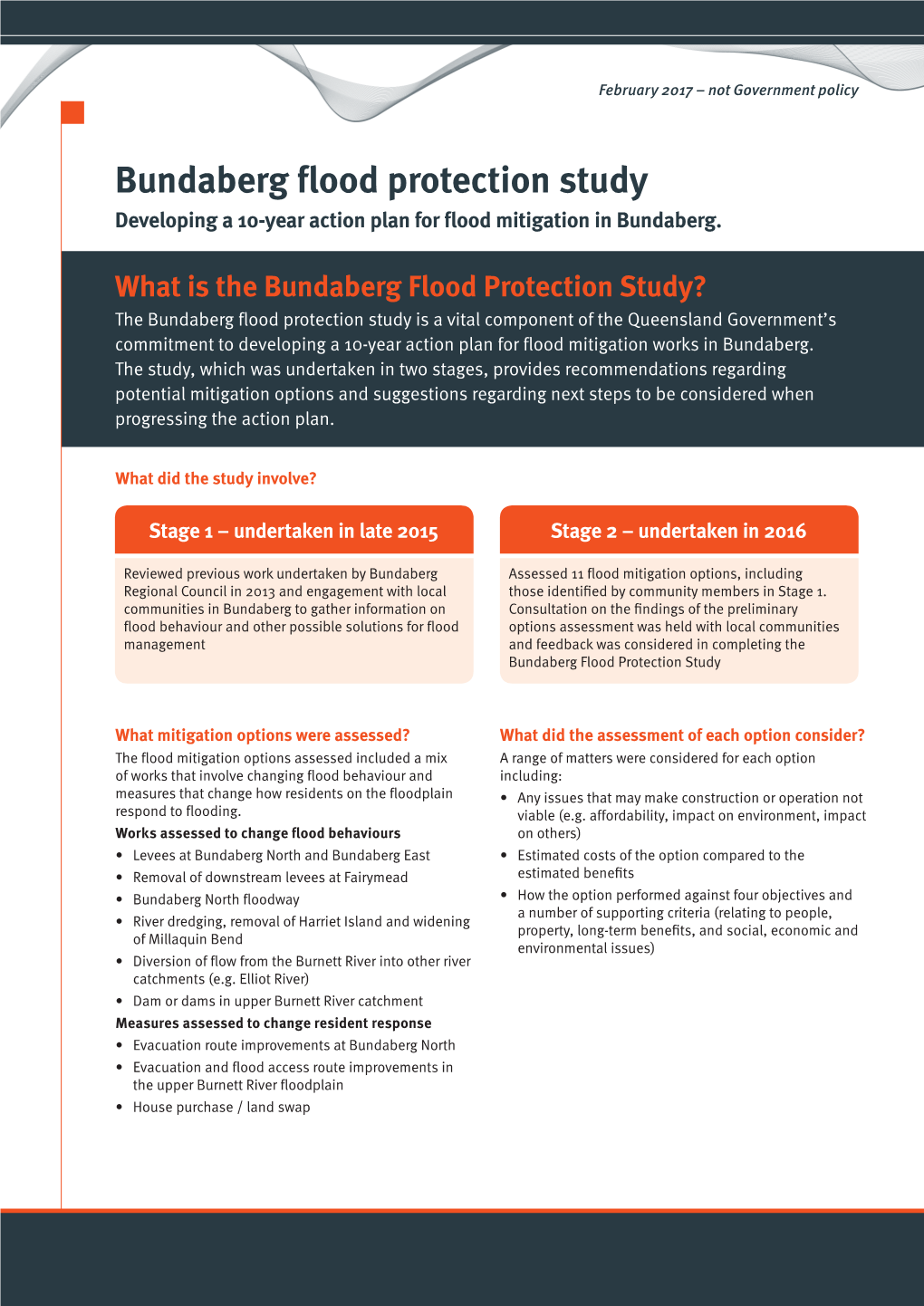 Bundaberg Flood Protection Study Developing a 10-Year Action Plan for Flood Mitigation in Bundaberg