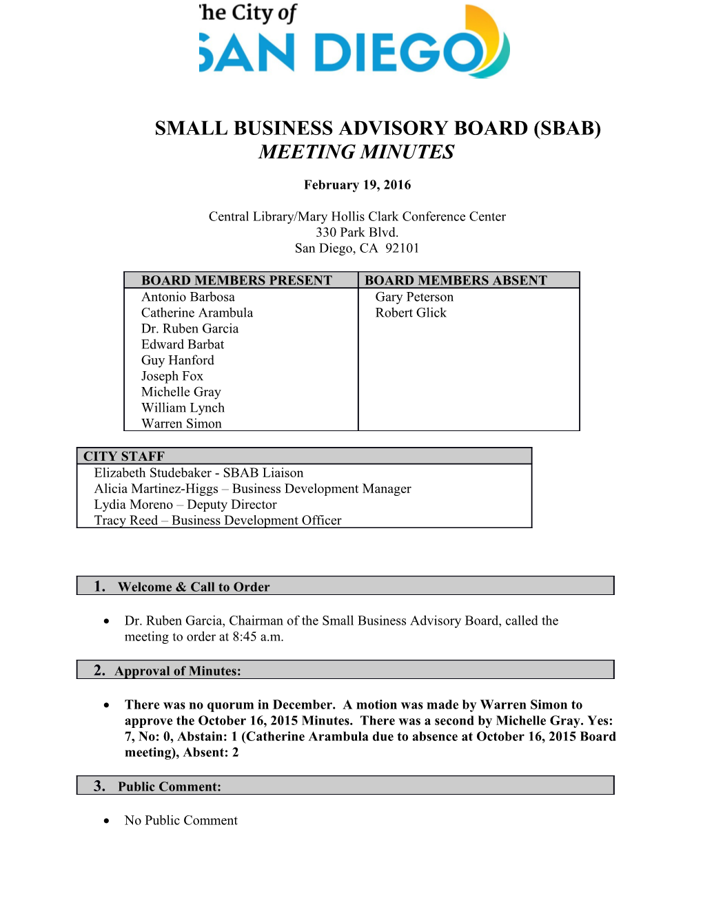 Small Business Advisory Board (Sbab)