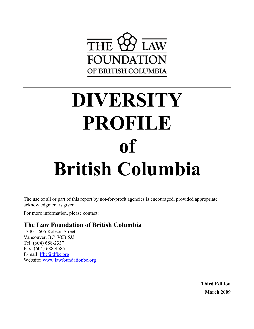 Diversity Profile of British Columbia, Third Edition