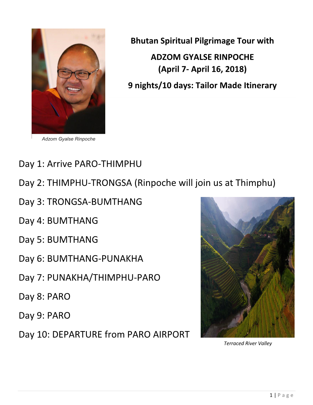(Rinpoche Will Join Us at Thimphu) Day 3: TRONGSA-BUMTHANG Day 4