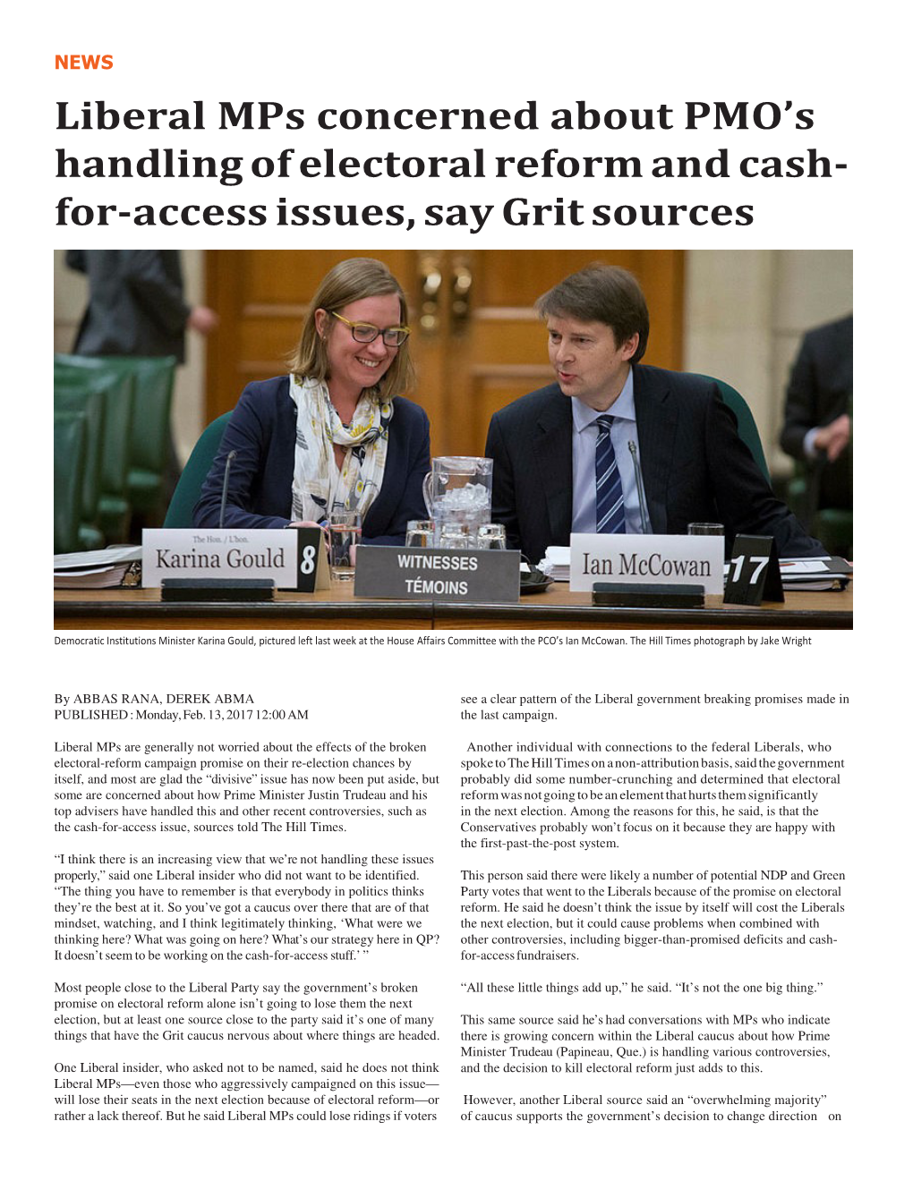 Liberal Mps Concerned About PMO's Handling of Electoral Reform and Cash
