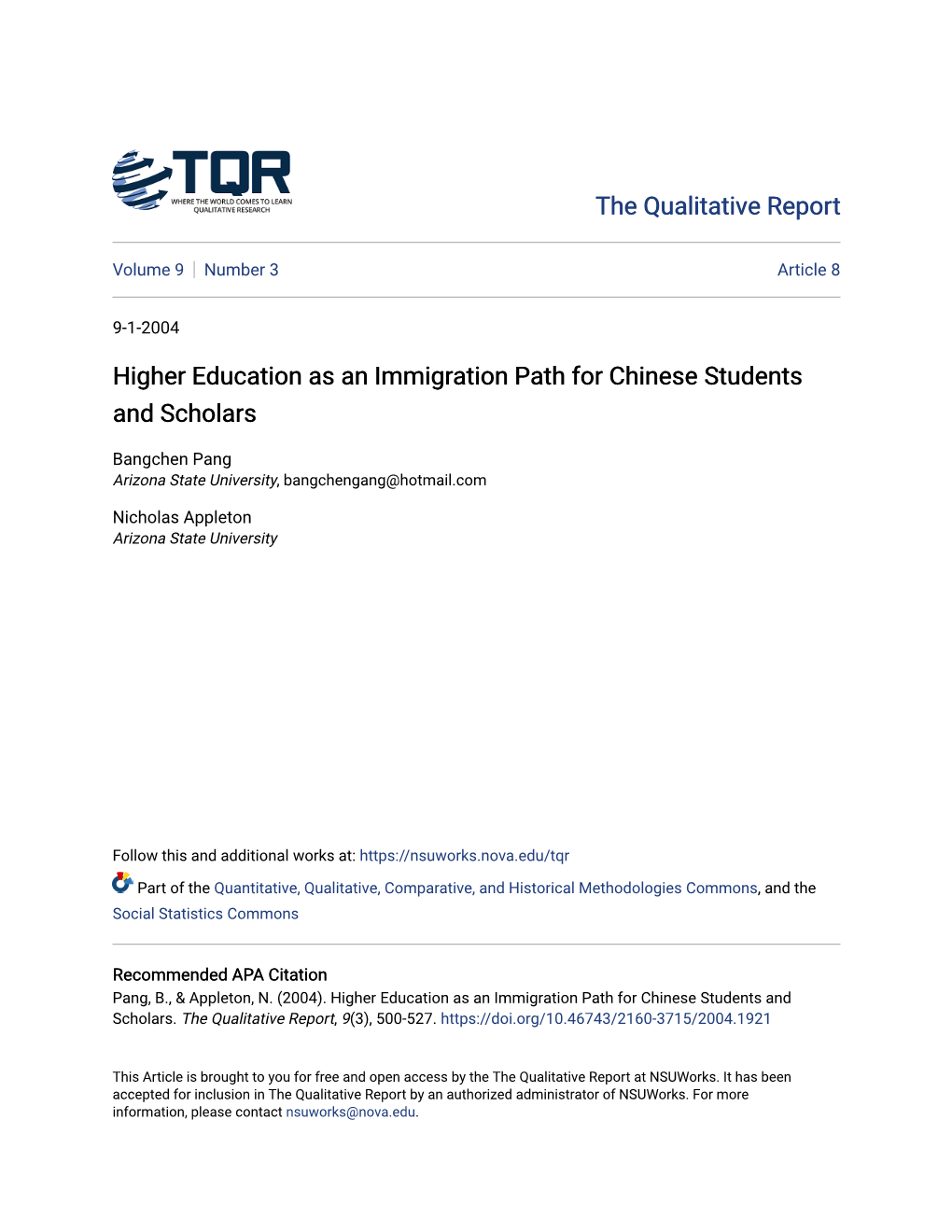 Higher Education As an Immigration Path for Chinese Students and Scholars