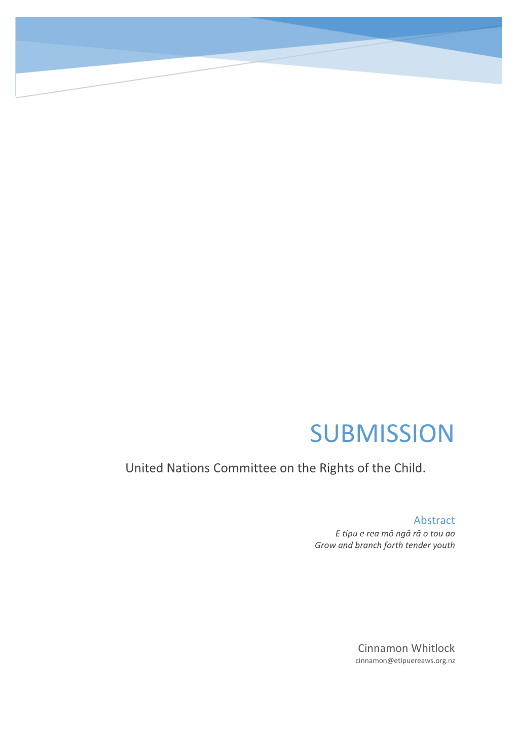 SUBMISSION United Nations Committee on the Rights of the Child