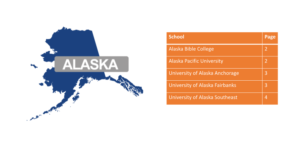 School Page Alaska Bible College 2 Alaska Pacific University 2