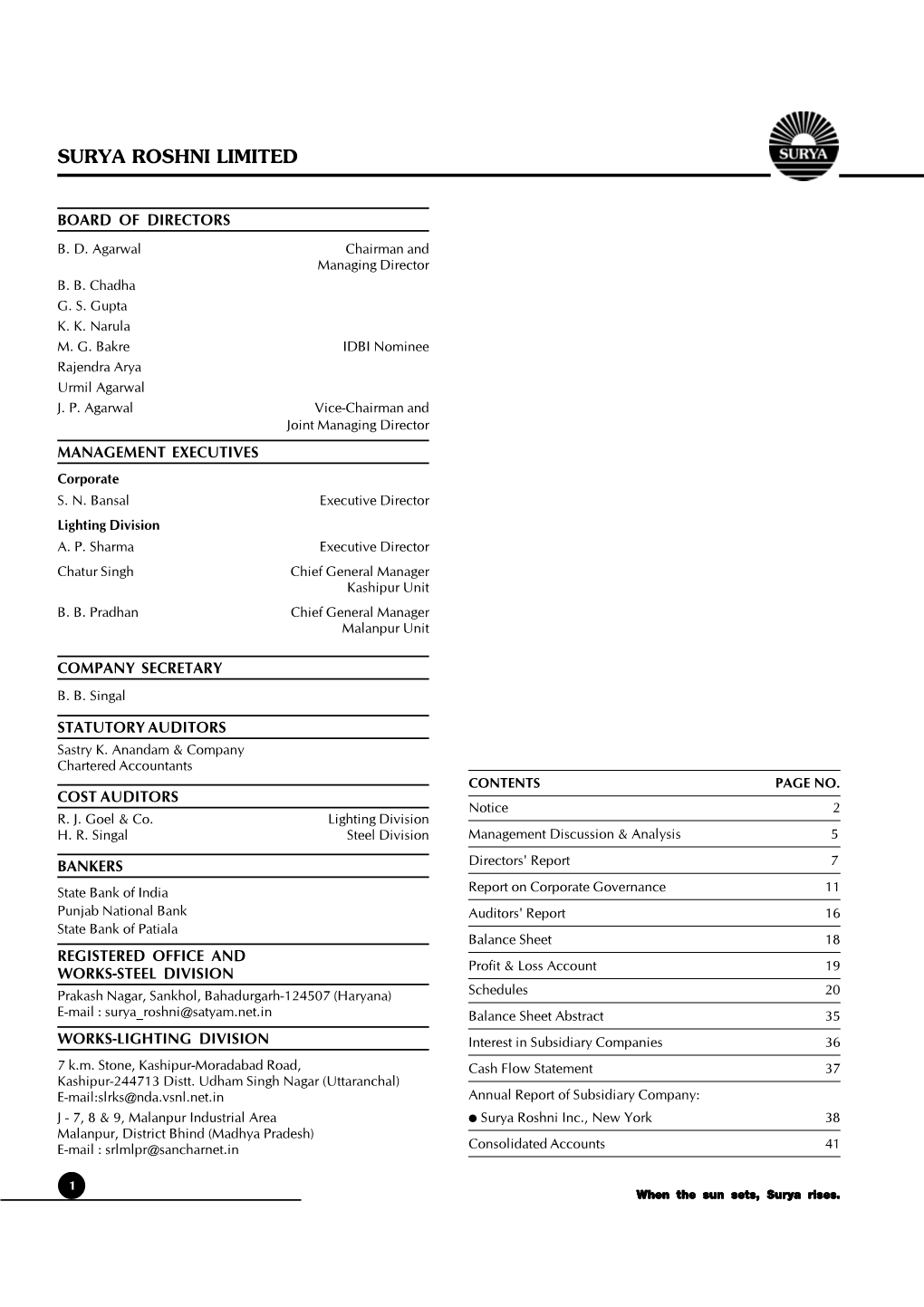 Surya Roshni Limited