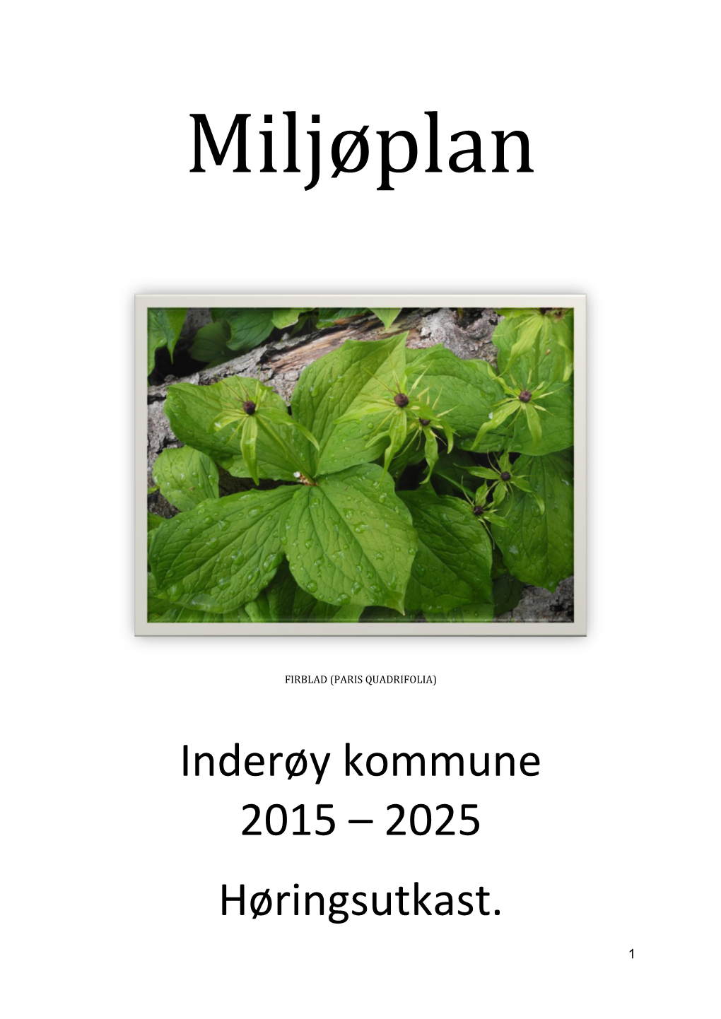 Inderøy Kommune 2015 – 2025 Høringsutkast