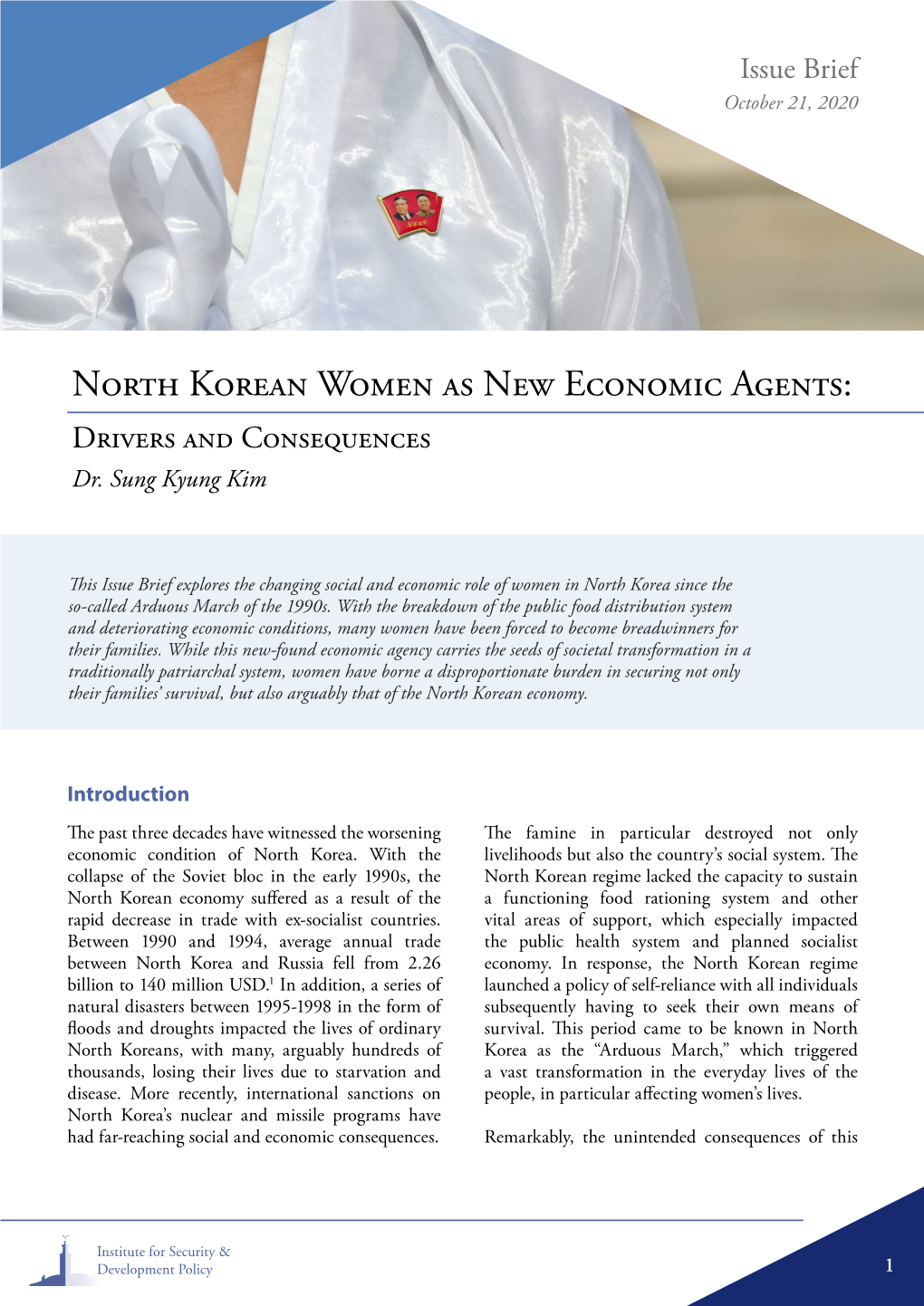 North Korean Women As New Economic Agents: Drivers and Consequences Dr