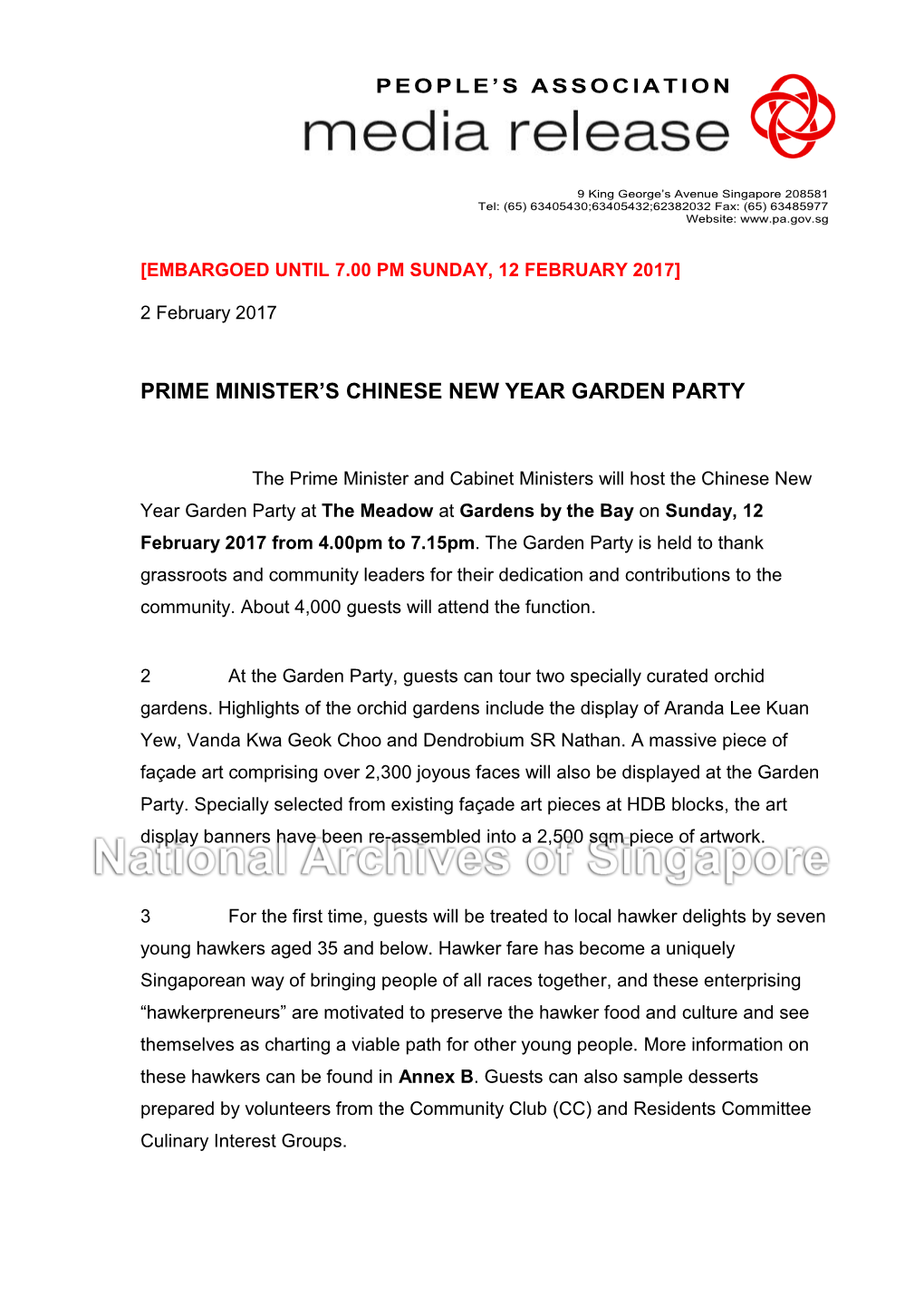 Prime Minister's Chinese New Year Garden Party