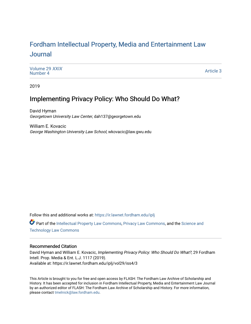 Implementing Privacy Policy: Who Should Do What?