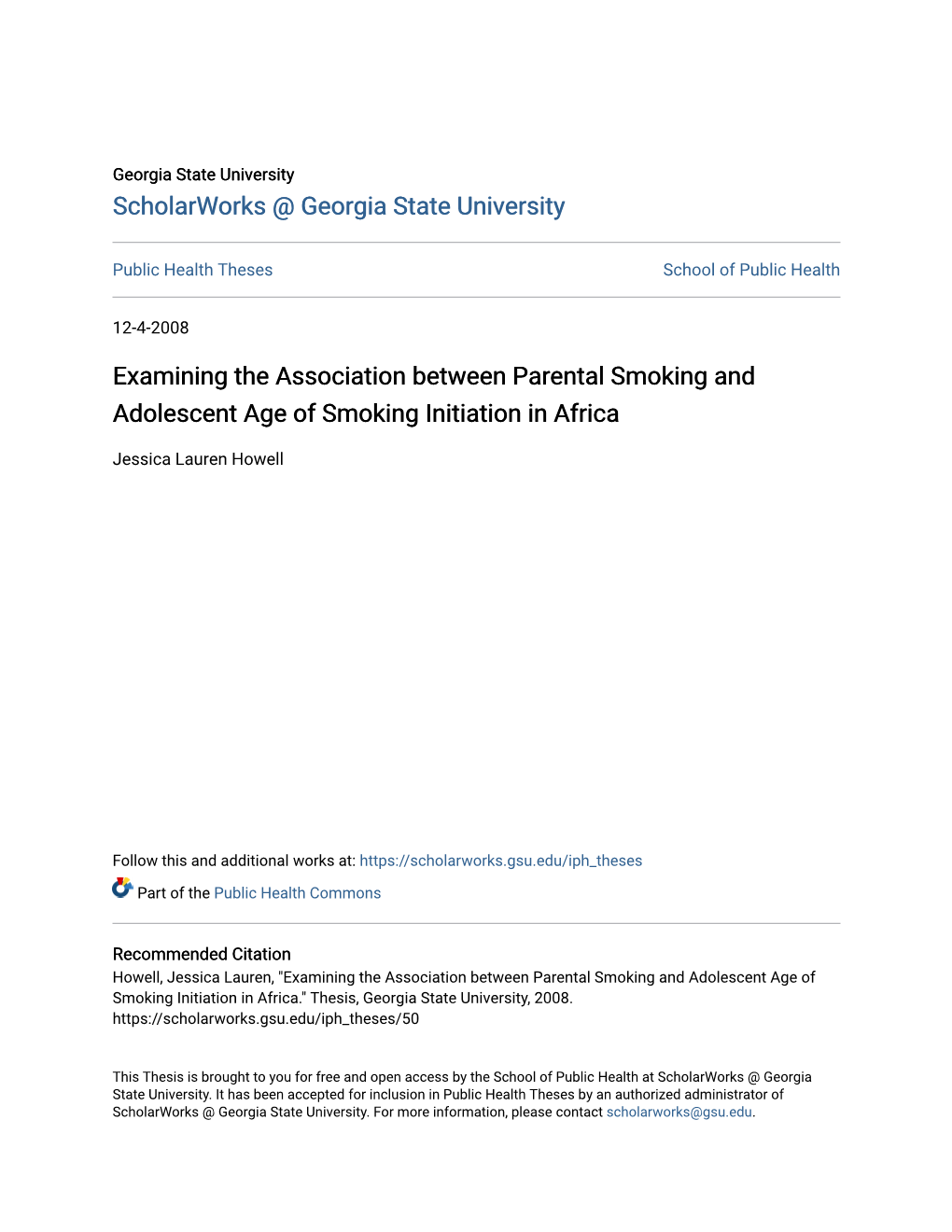 Examining the Association Between Parental Smoking and Adolescent Age of Smoking Initiation in Africa