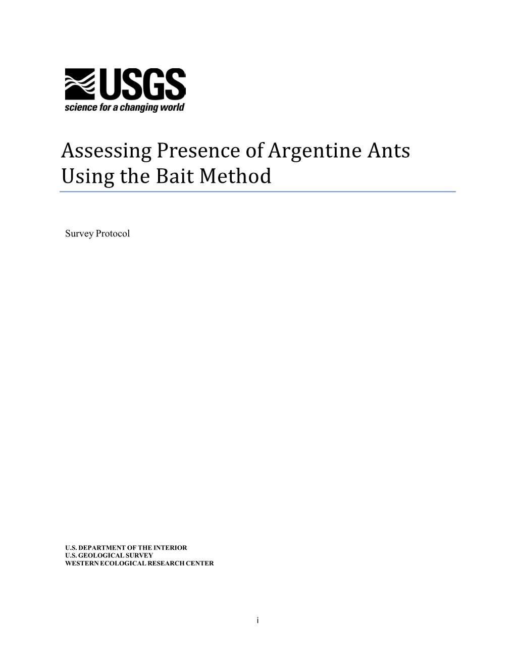 Assessing Presence of Argentine Ants Using the Bait Method