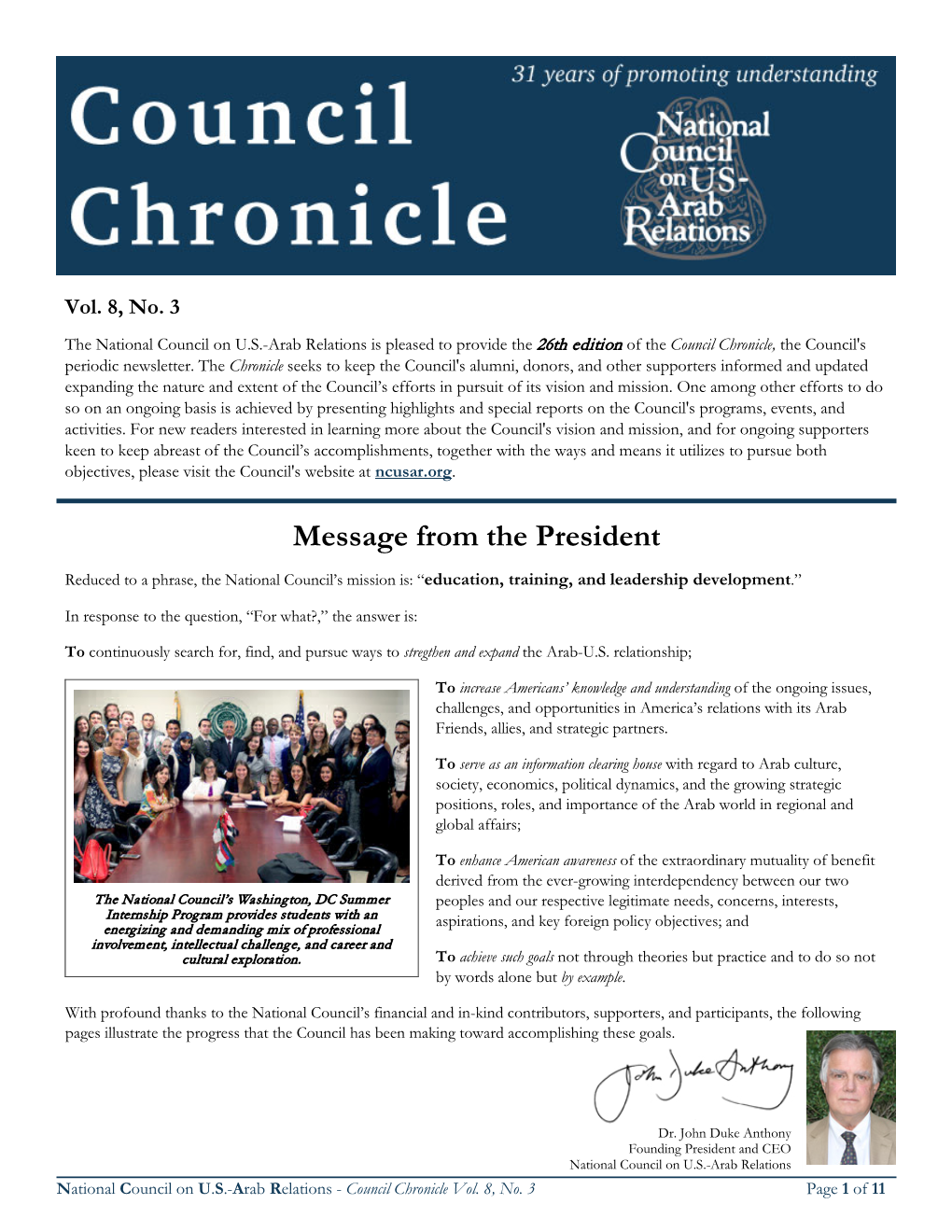 Council Chronicle Vol. 8, No. 3 Page 1 of 11