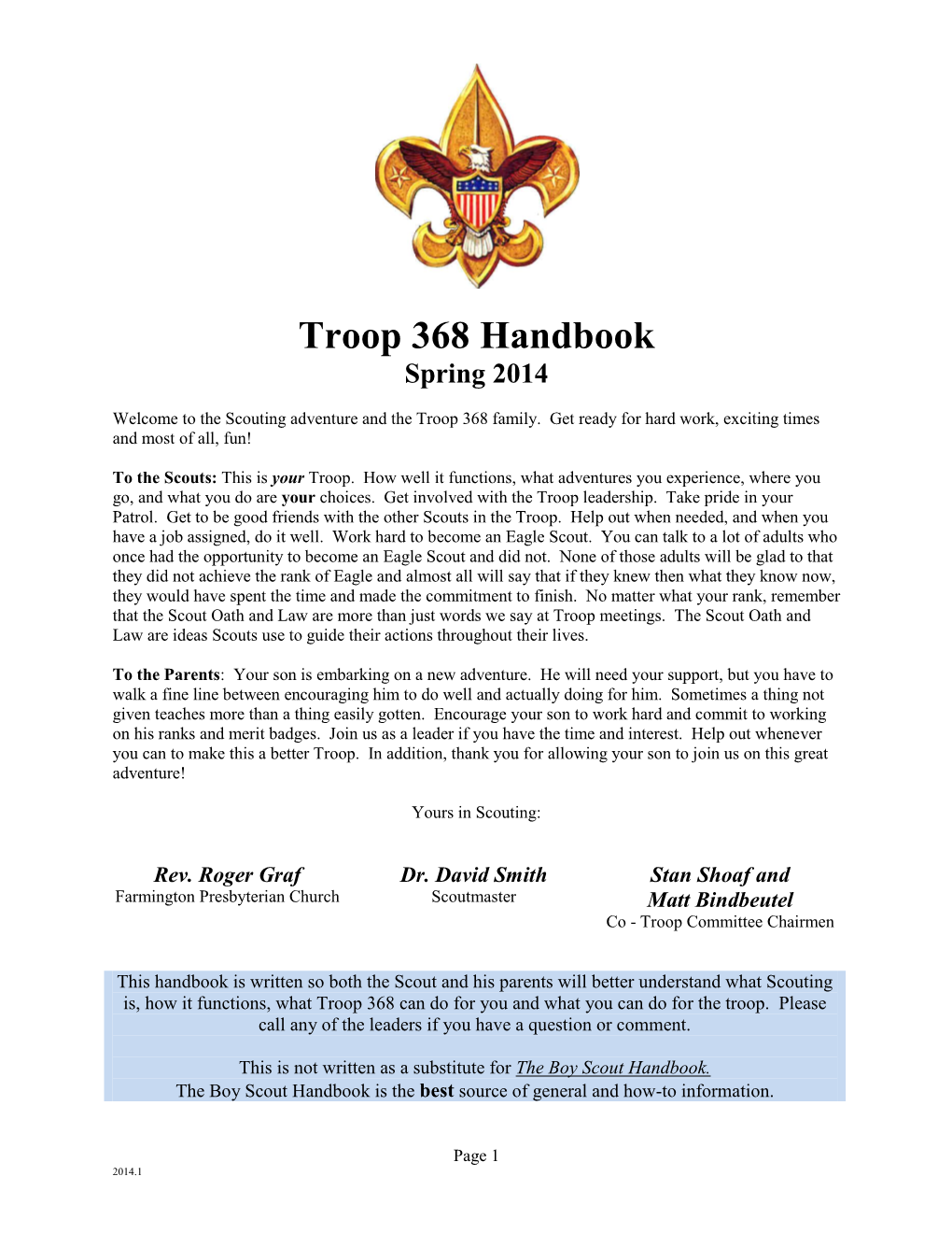 Troop 368 Handbook Spring 2014