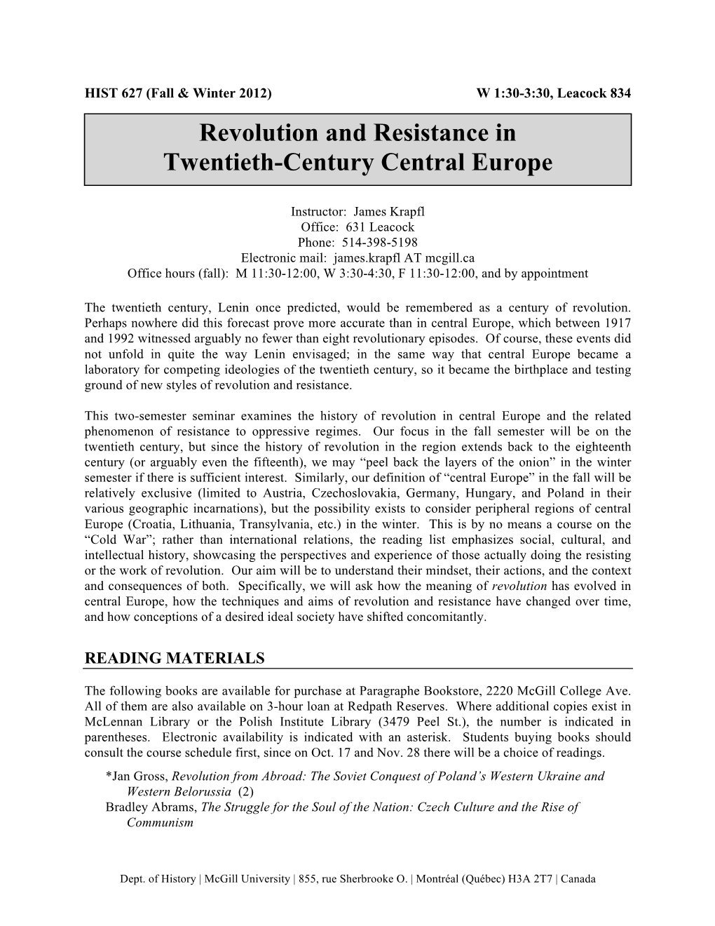 Revolution and Resistance in Twentieth-Century Central Europe