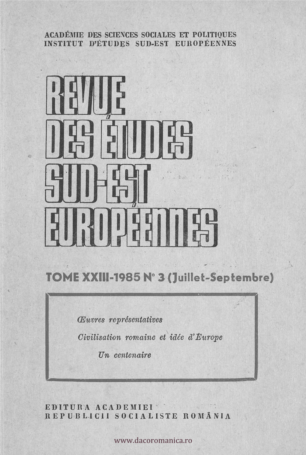 TOME XXIII-1985 N° 3 (Juillet-Septembre)