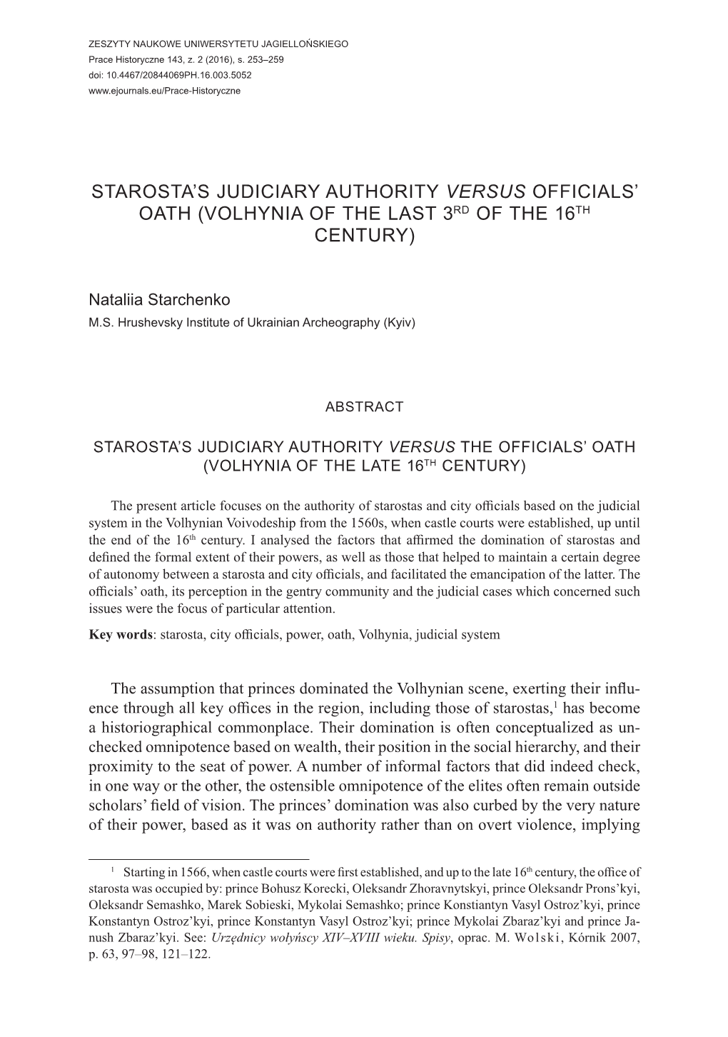 Starosta's Judiciary Authority Versus Officials