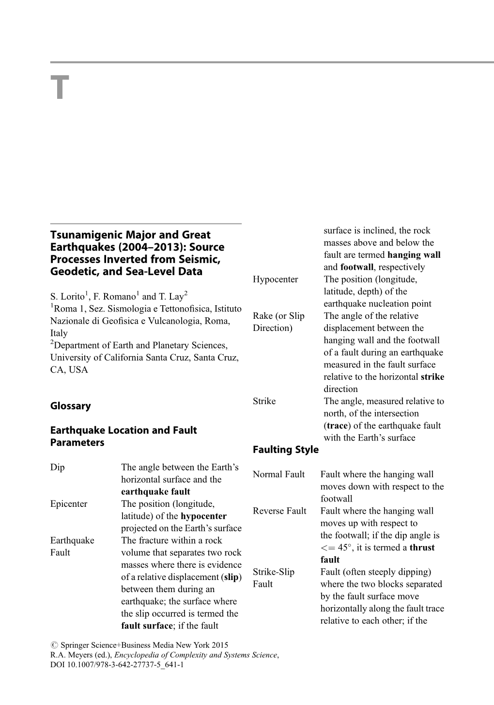 Tsunamigenic Major and Great Earthquakes