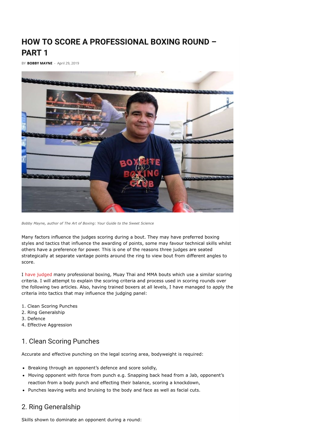 How to Score a Professional Boxing Round – Part 1