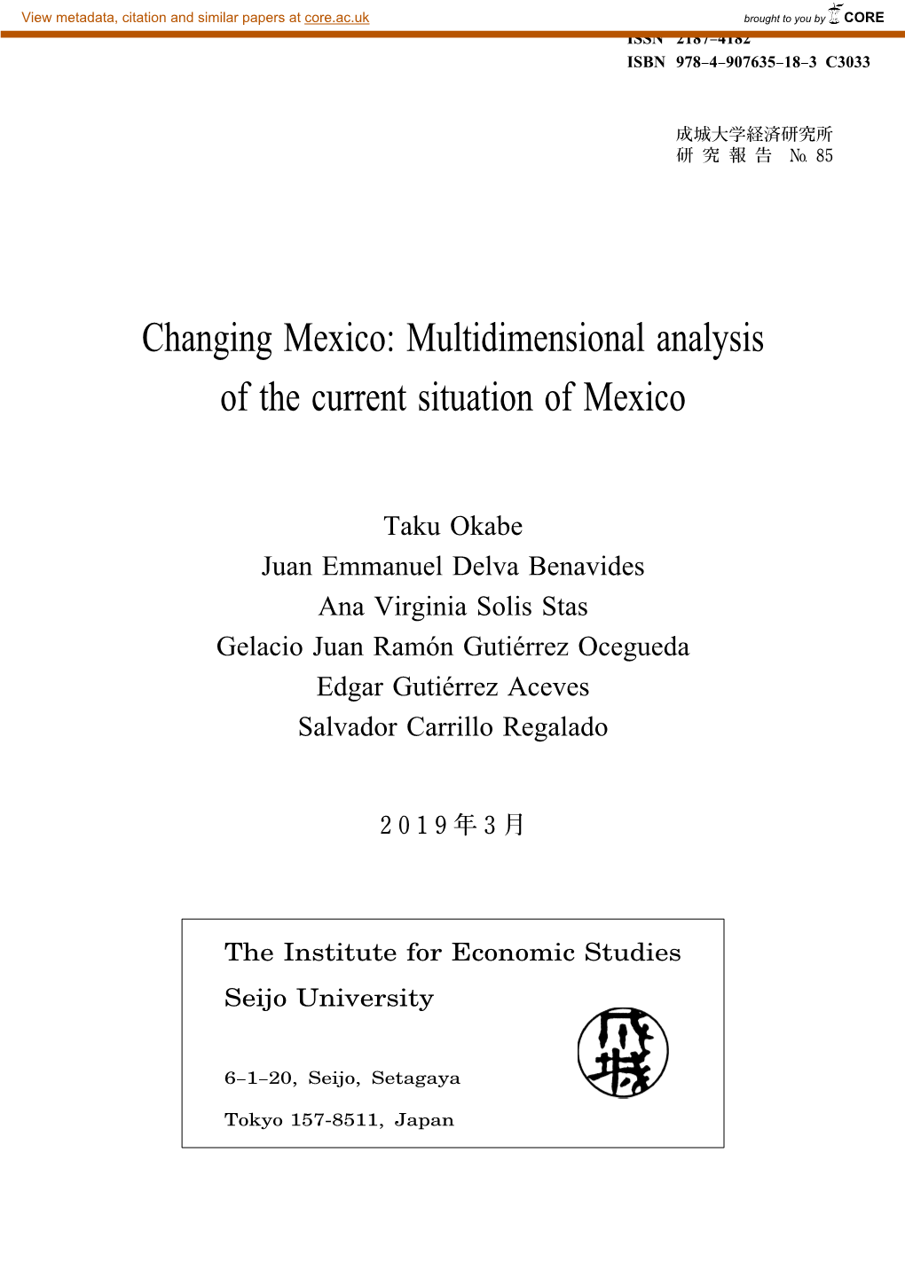Changing Mexico: Multidimensional Analysis of the Current Situation of Mexico
