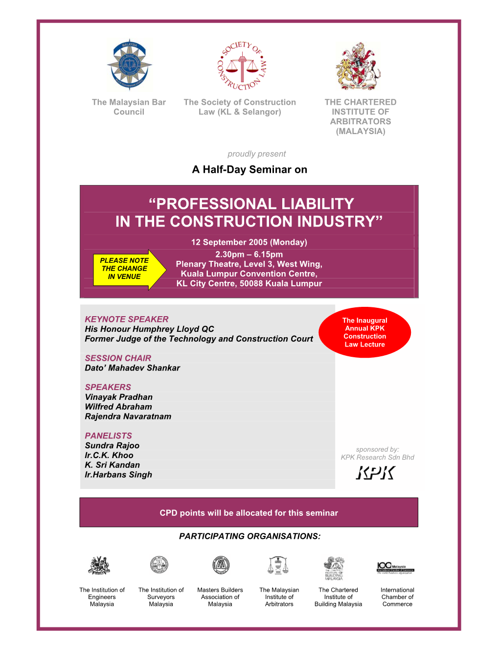 “Professional Liability in the Construction Industry”