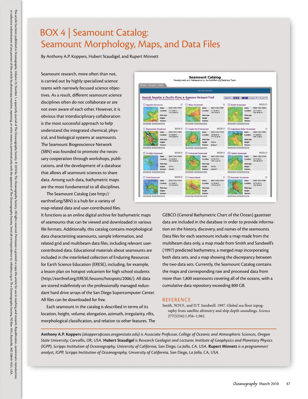 BOX 4 | Seamount Catalog: Seamount Morphology, Maps, and Data Files by Anthony A.P