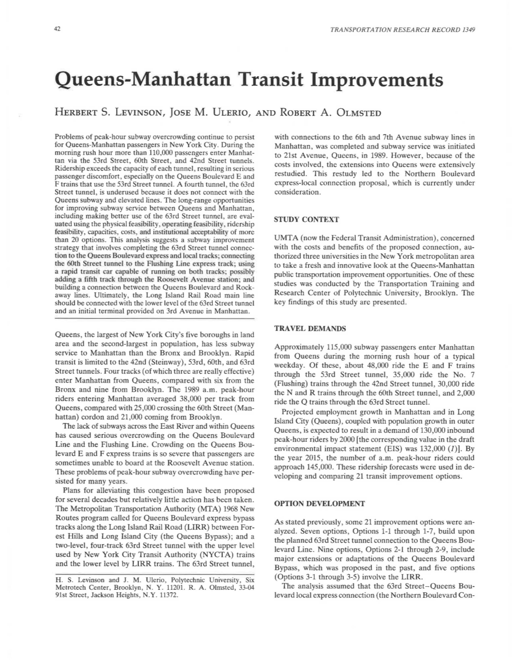 Queens-Manhattan Transit Improvements