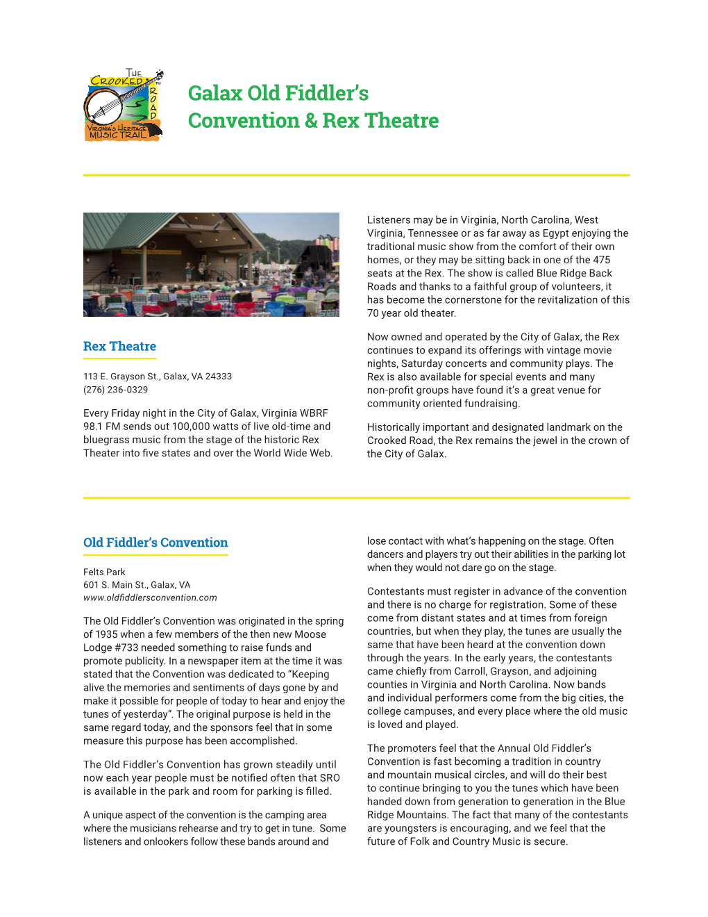 Galax Old Fiddler's Convention & Rex Theatre